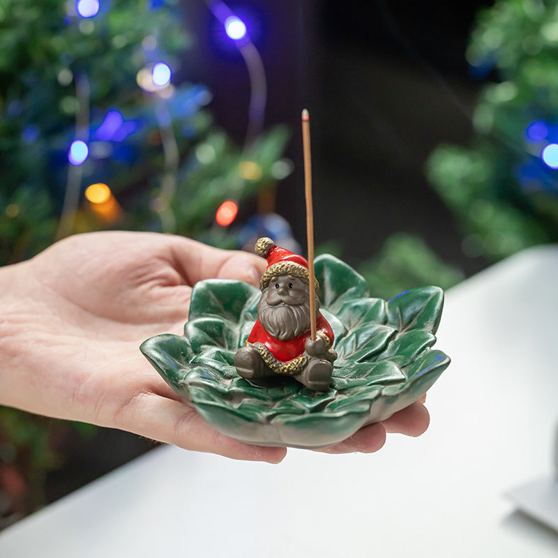 Christmas Incense Stick Holder Leaf Shaped Ash Catcher