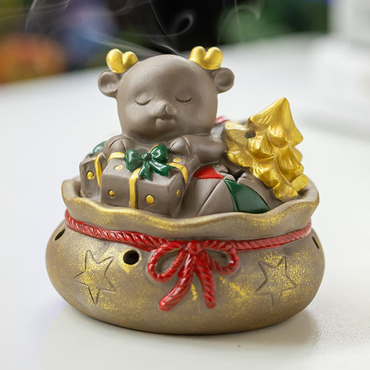 Christmas Deer Incense Coil Burner Gift-bag-shaped