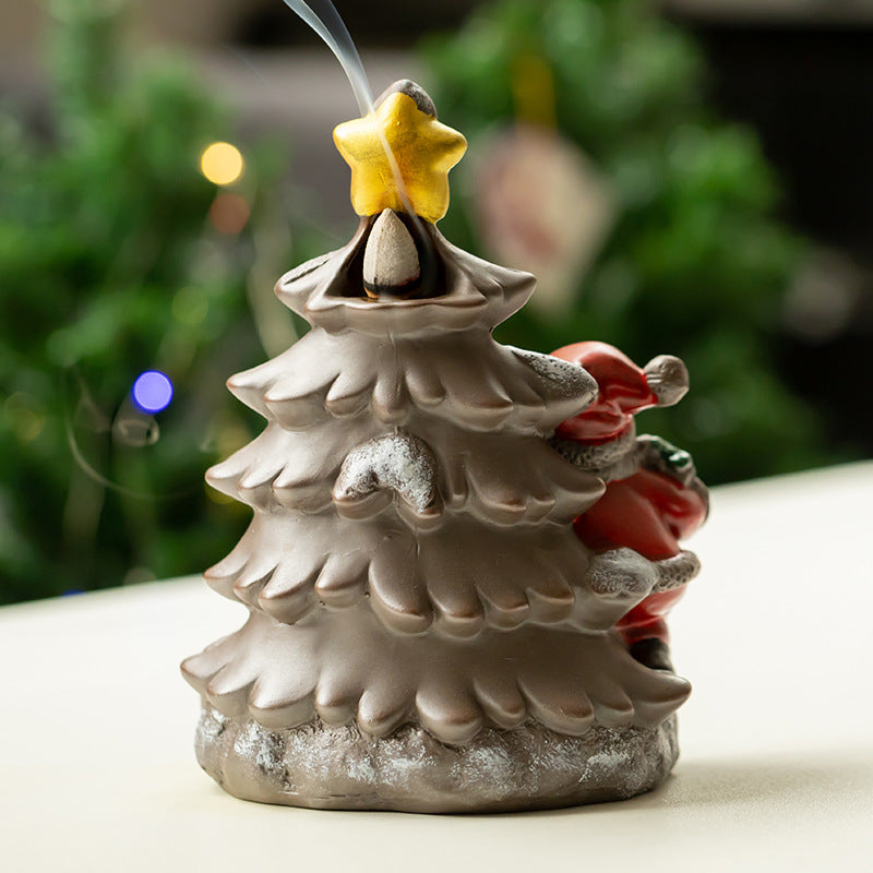 Christmas Tree Santa Smoke Backflow Cone Incense Burner