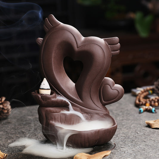 Valentine Love Shaped Winged Heart Backflow Incense Burner
