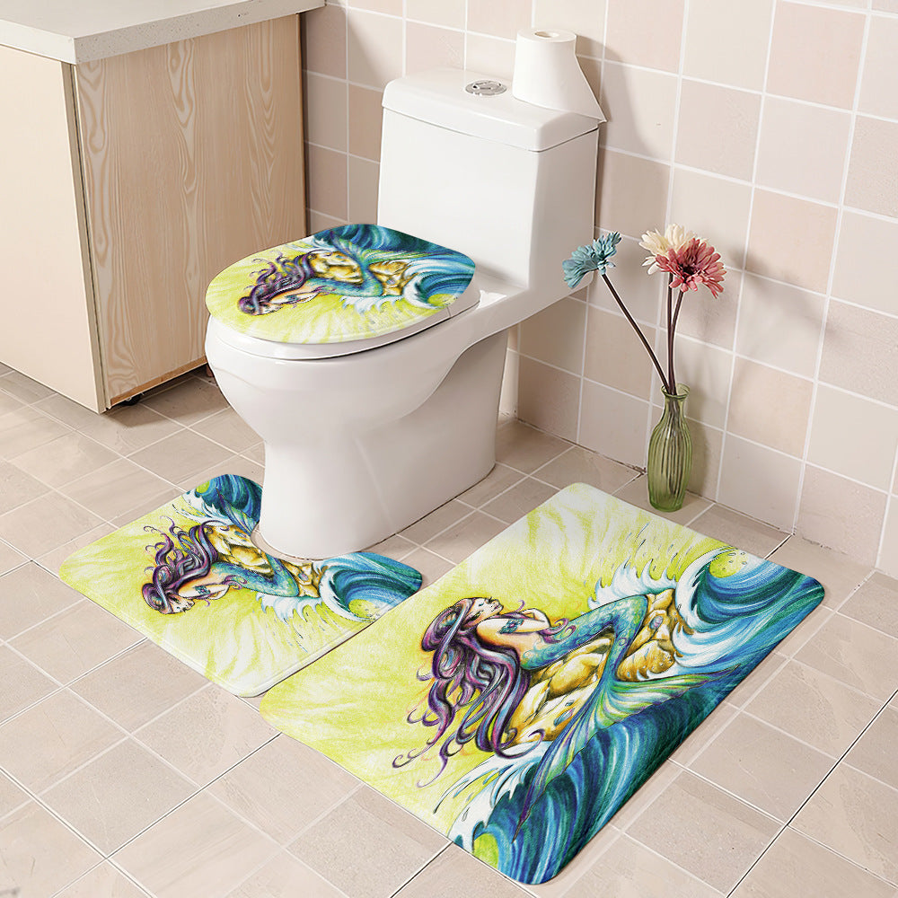 Waves Mermaid Shower Curtain | Mermaid Bathroom Curtain