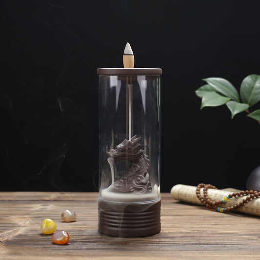 Dragon Backflow Incense Burner with Acrylic Hood