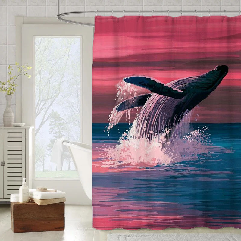 Sea Animal Whale Shower Curtain | Whale Bathroom Curtain