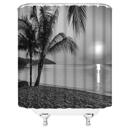 Ocean Sunrise Orange Sky Sunset Beach Shower Curtain  | Ocean Sunset Shower Curtain