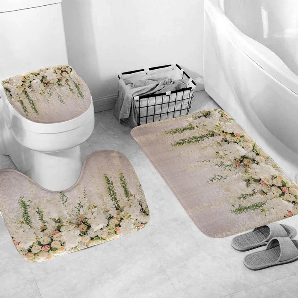 Romantic Love Sanctity Flower White Rose Wall Shower Curtain | Rose Bathroom Curtain