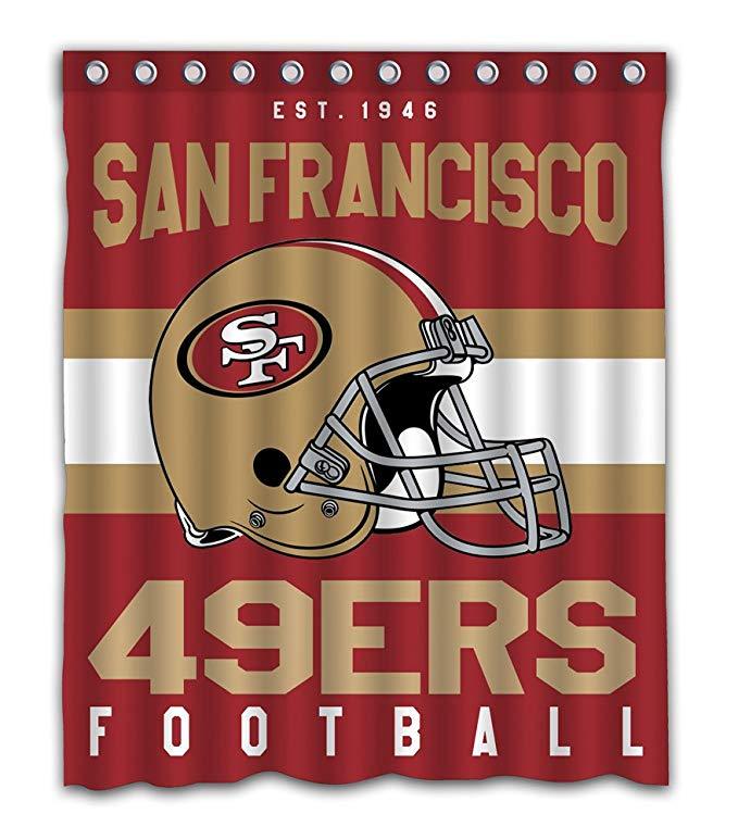 Football Team Helmet Flag San Francisco 49ers Shower Curtain