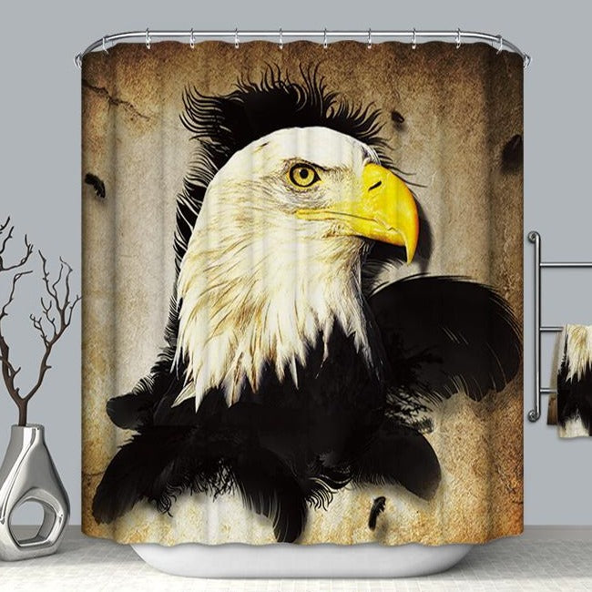 Retro Eyes Sparkled Heroic Eagles Shower Curtain