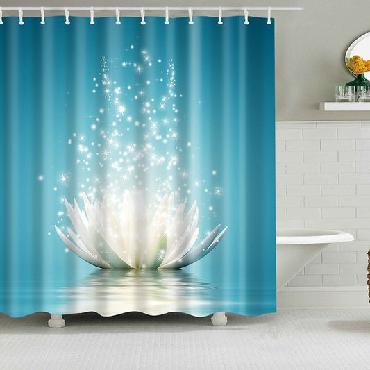 Brisk Twinkling Lotus Shower Curtain | Twinkling Lotus Bathroom Curtain