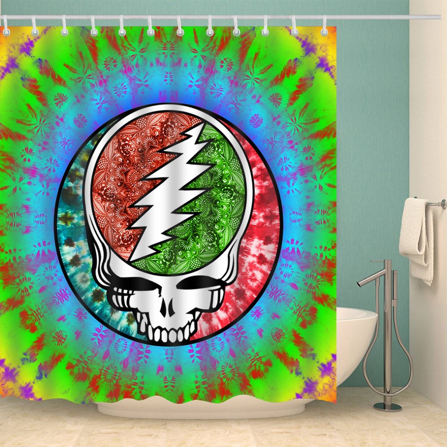 Skull Steel Your Face Album Cover Grateful Dead Shower Curtain