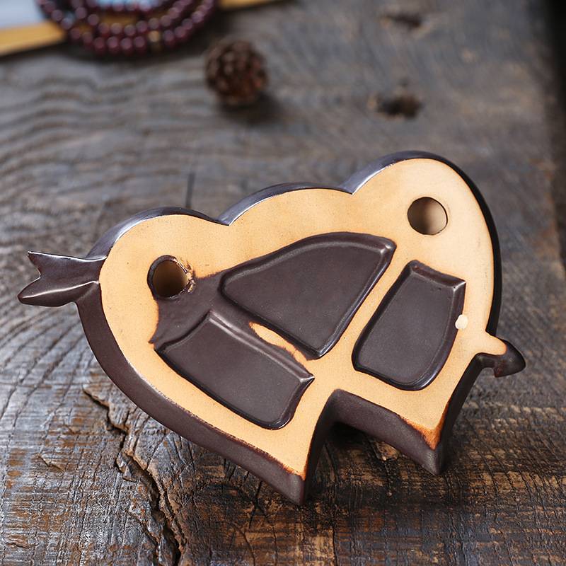 Love Two Hearts Arrow Backflow Incense Burner