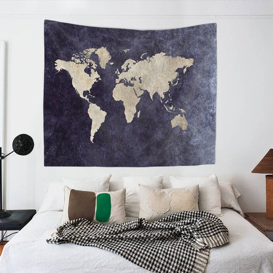 Blue World Map Tapestry | Blue World Map Wall Tapestry