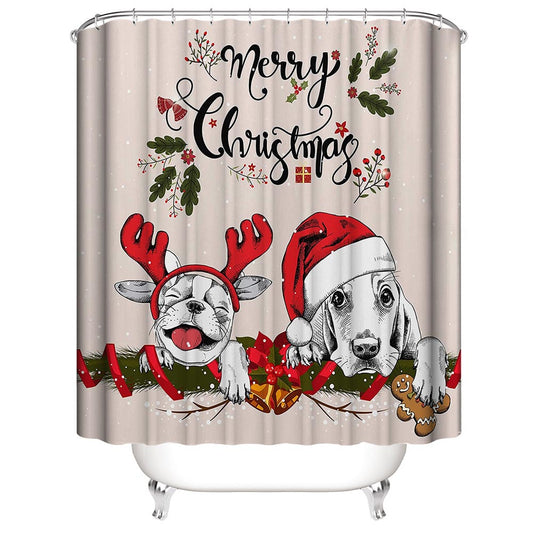 Boston Terrier Christmas Shower Curtain | Boston Terrier Shower Curtain