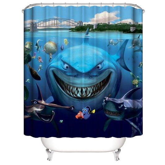 Cartoon Bad Sharks Finding Nemo Shower Curtain