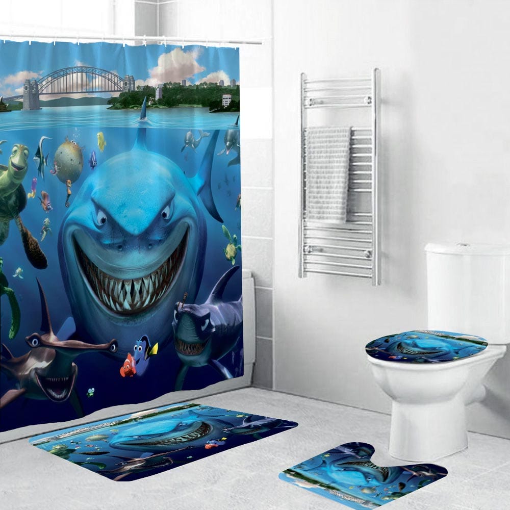 Cartoon Bad Sharks Finding Nemo Shower Curtain