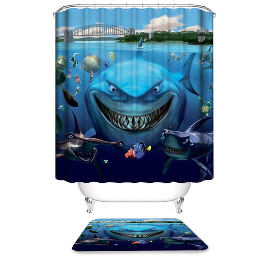 Cartoon Bad Sharks Finding Nemo Shower Curtain