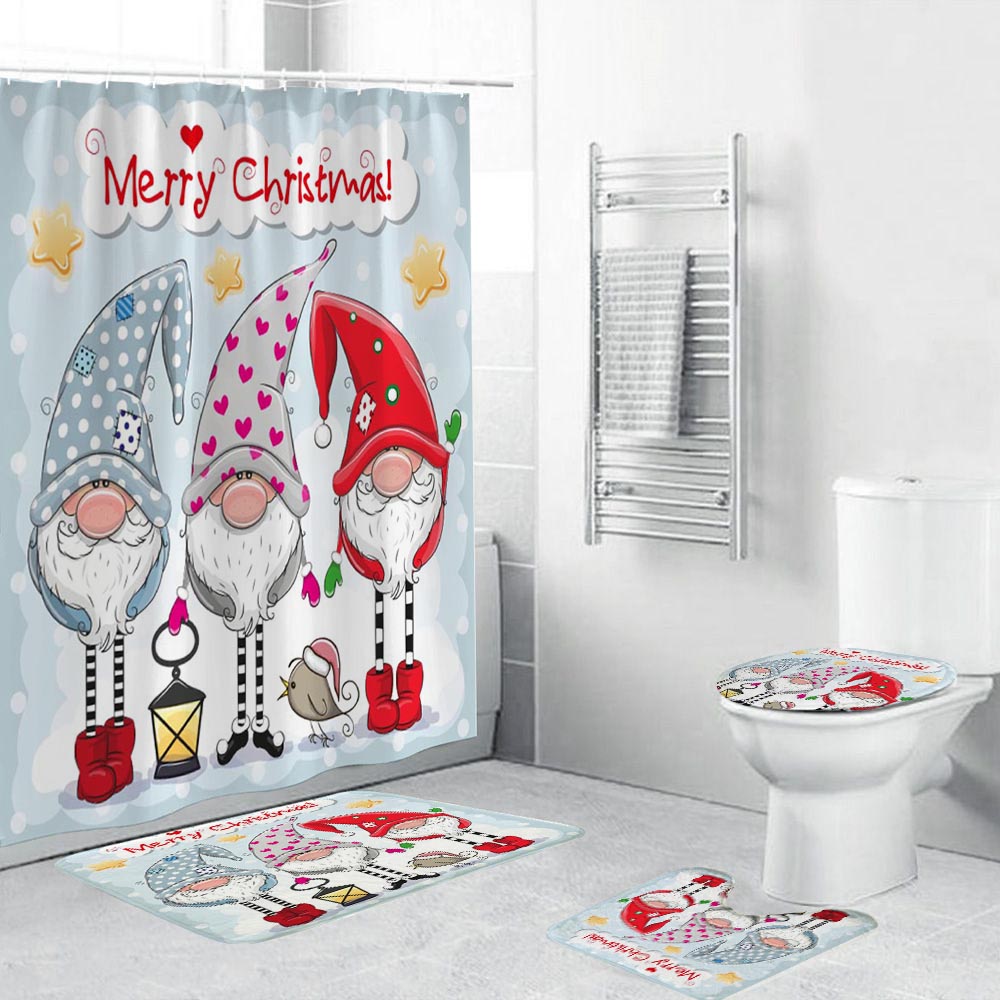 Christmas Gnome Shower Curtain | Gnome Christmas Shower Curtain