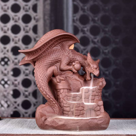 Dragon on Castle Waterfall Backflow Incense Burner