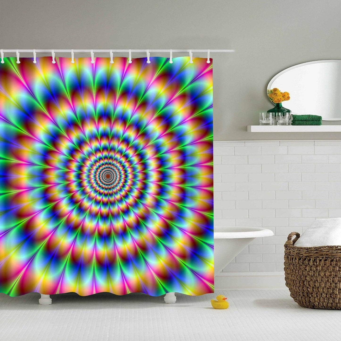 Multicolored Visual Psychedelic Trippy Shower Curtain