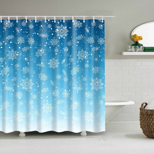 Seamless Light Blue Swirling Snowflake Shower Curtain