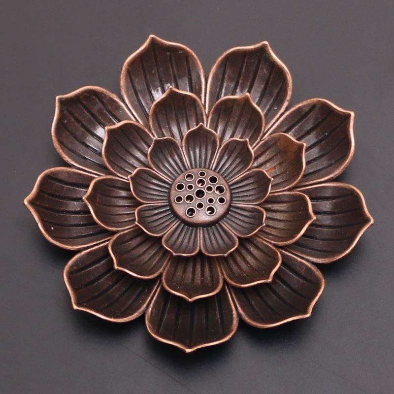 Lotus Shaped Brass Multiple Stick Incense Holder Zen Crafts