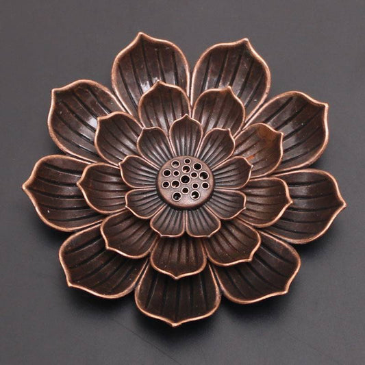 Lotus Shaped Brass Multiple Stick Incense Holder Zen Crafts