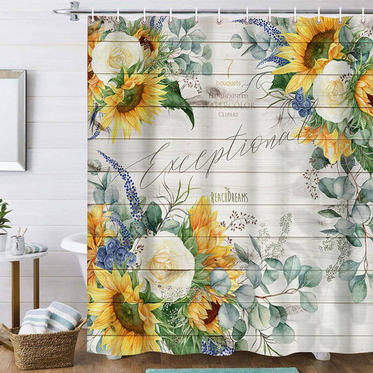 Rustic Farm Lavender Country Sunflower Shower Curtain