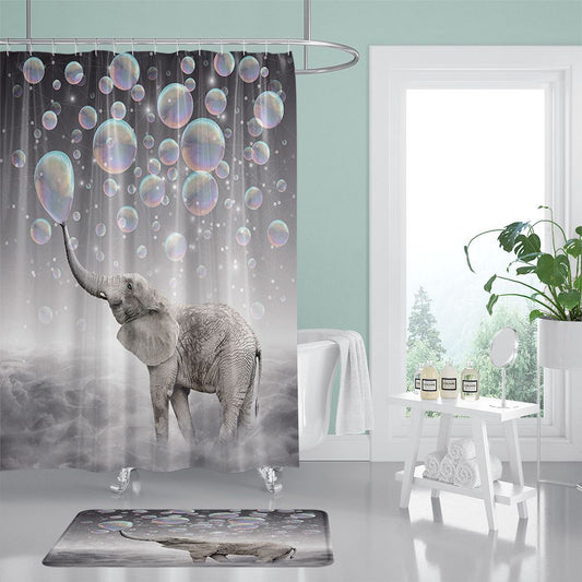 elephant blowing bubbles shower curtain