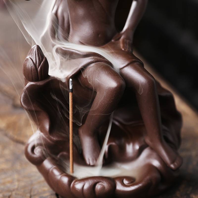 Lotus Leaf Beauty Lady Incense Burner with Incense Stick Hole