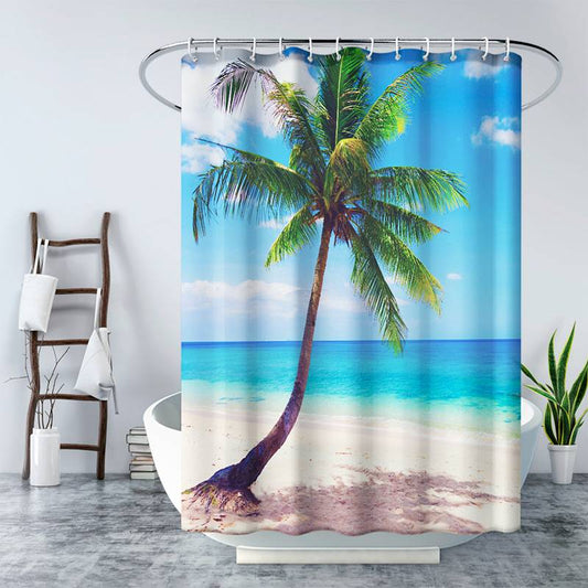 Seaside Palm Tree Shower Curtain