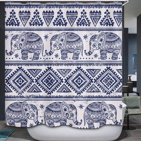Thailand Tribal Elephant Shower Curtain