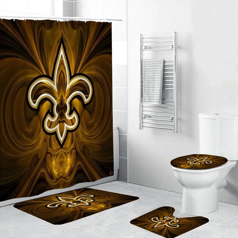 New Orleans Saints Shower Curtain, Football Fleur De Lis Bathroom Decor