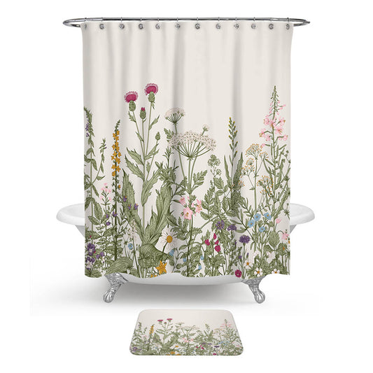 Floral Wildflower Shower Curtain | Wild Flower Bathroom Curtain