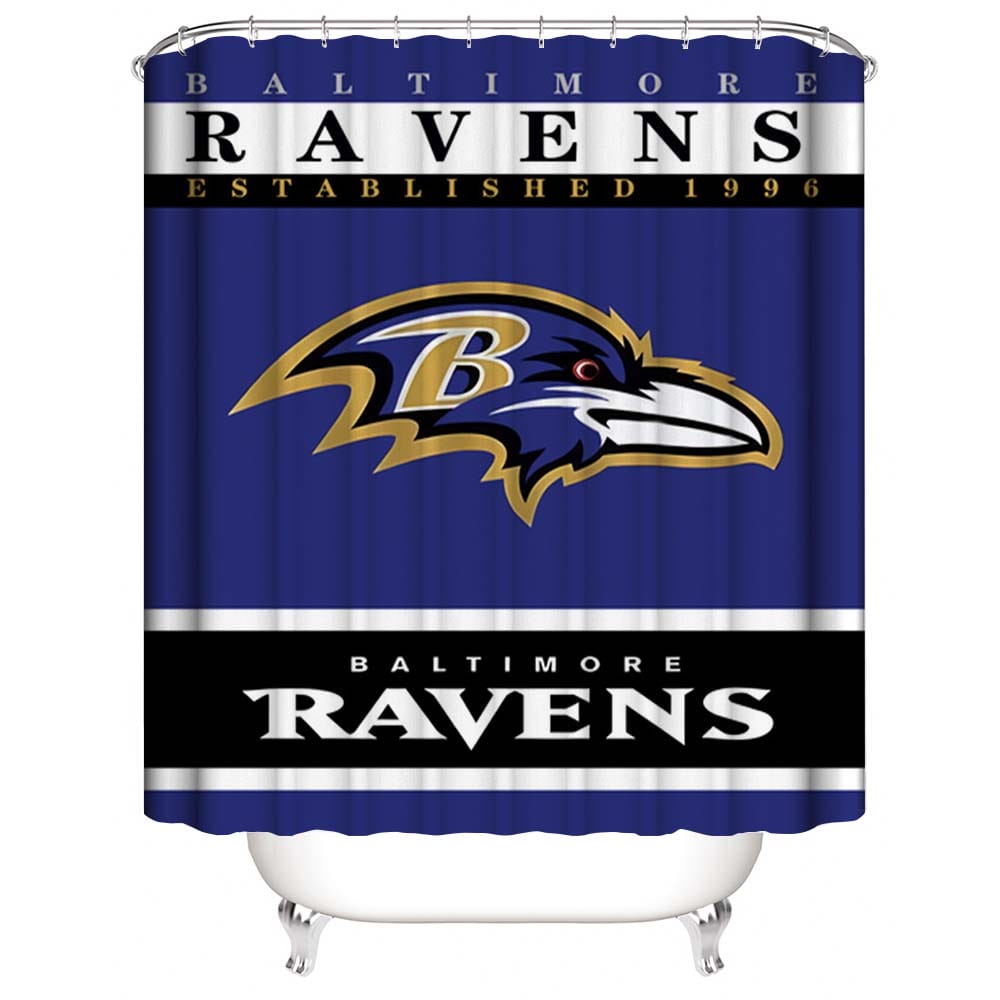 Baltimore Ravens Shower Curtain, Football Team Flag of Baltimore Bathroom Curtain