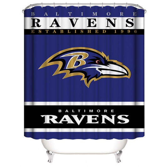 Baltimore Ravens Shower Curtain, Football Team Flag of Baltimore Bathroom Curtain