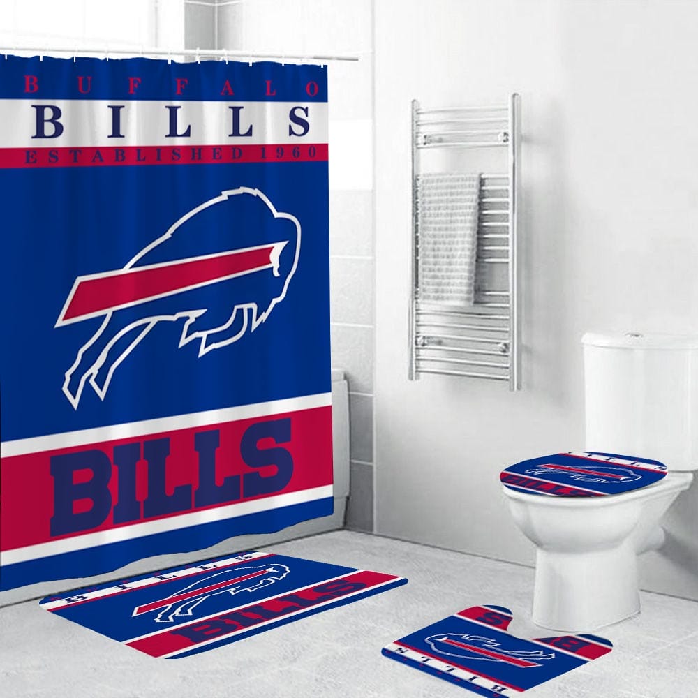 Buffalo Bills Shower Curtain, Metropolitan Area Buffalo Football Bathroom Decor