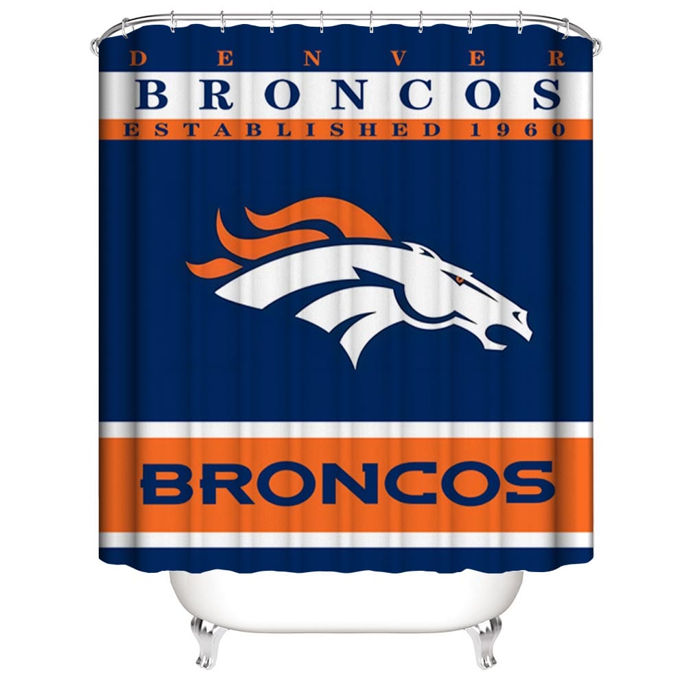 Denver Broncos Shower Curtain, Football Team Flag Bathroom Decor