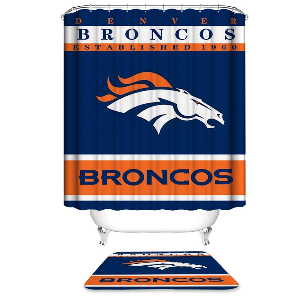Denver Broncos Shower Curtain, Football Team Flag Bathroom Decor