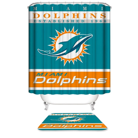 Miami Dolphins Shower Curtain, Miami Metropolitan Area Football Bathroom Decor