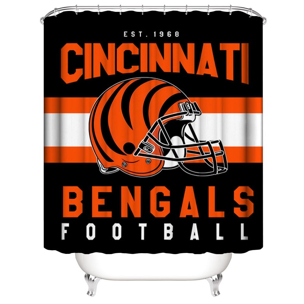 Helmet Flag Cincinnati Bengals Shower Curtain, Helmet FlagCincinnati Ohio Football Bathroom Decor