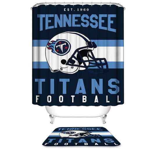 Tennessee Titans Shower Curtain, Helmet Flag Tennessee Titans Football Bathroom Decor