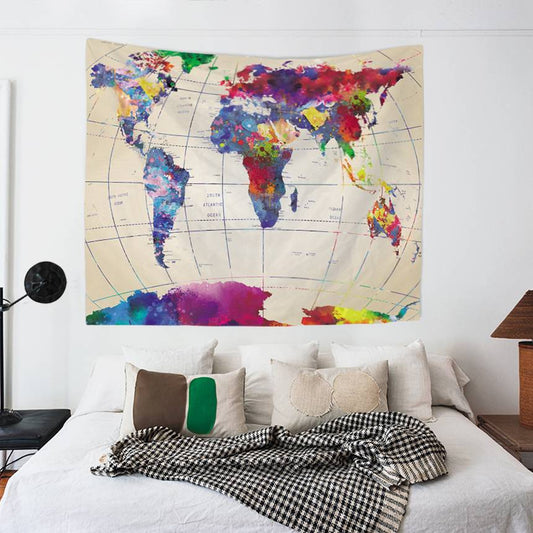 Watercolor Global Tapestry Map