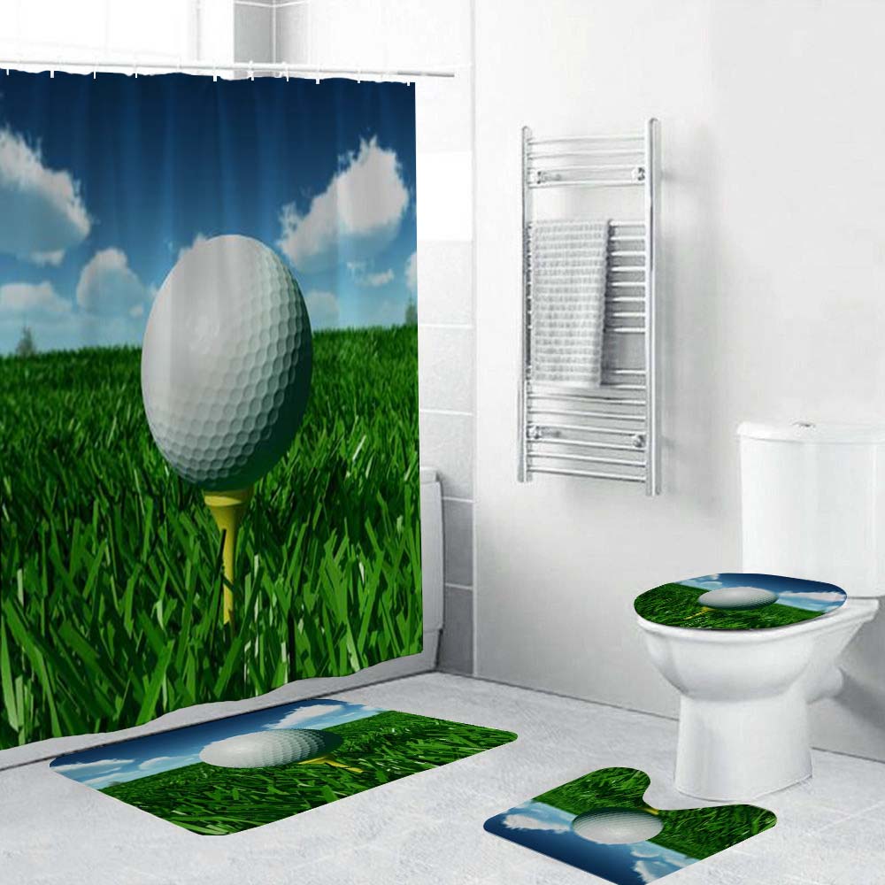 Golf Ball Shower Curtain, Sport Golf Bathroom Decor