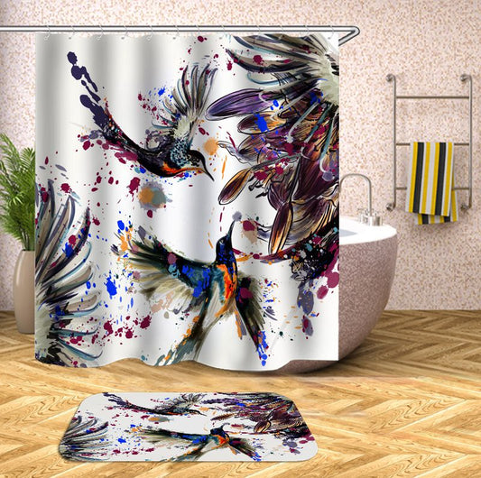 Artistic Painting Hummingbird Shower Curtain | Hummingbird Bathroom Curtain