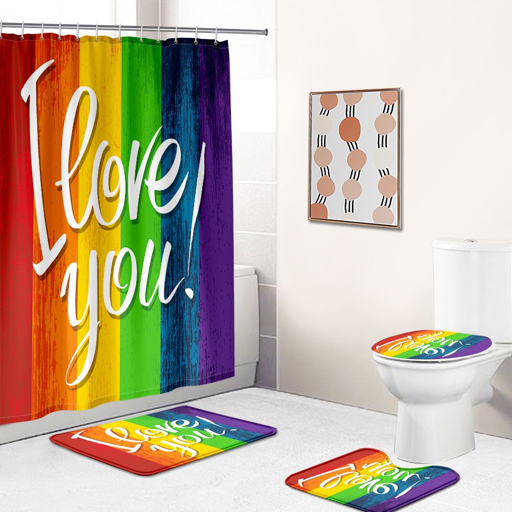 I Love You Rainbow Pride Shower Curtain | I Love You Rainbow  Shower Curtain