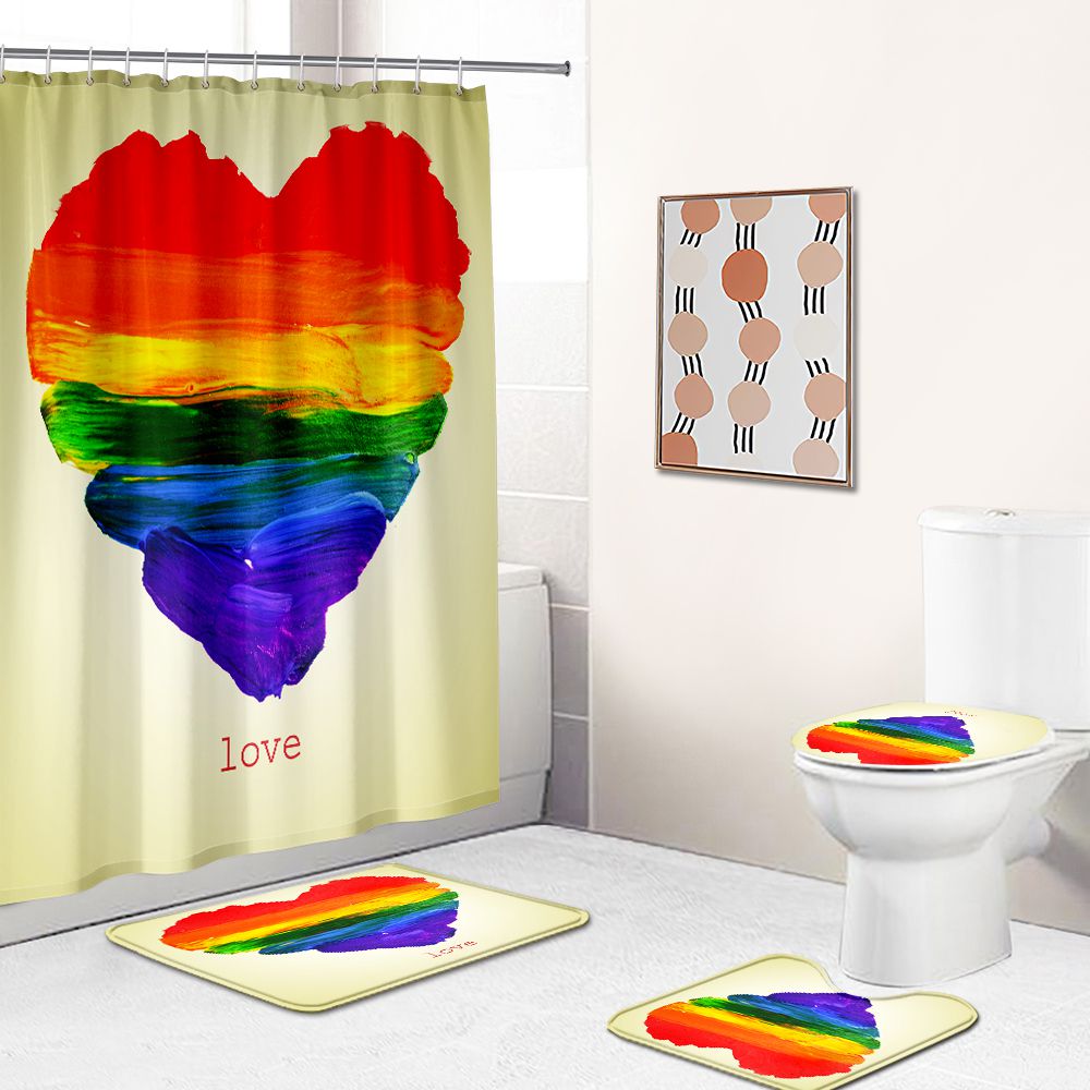 Knife Painting Rainbow Love LGBTQ Shower Curtain | Rainbow Love Showe Curtain
