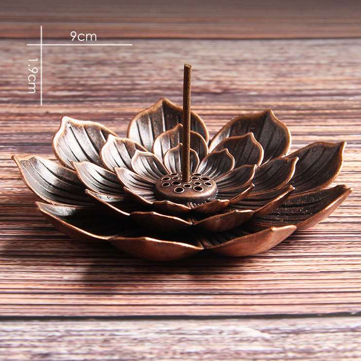 Lotus Shaped Brass Multiple Stick Incense Holder Zen Crafts