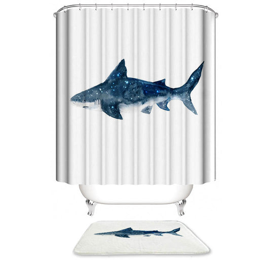 Shark Shower Curtain for Ocean Creature Bathroom Decor | Shark Bathroom Curtain