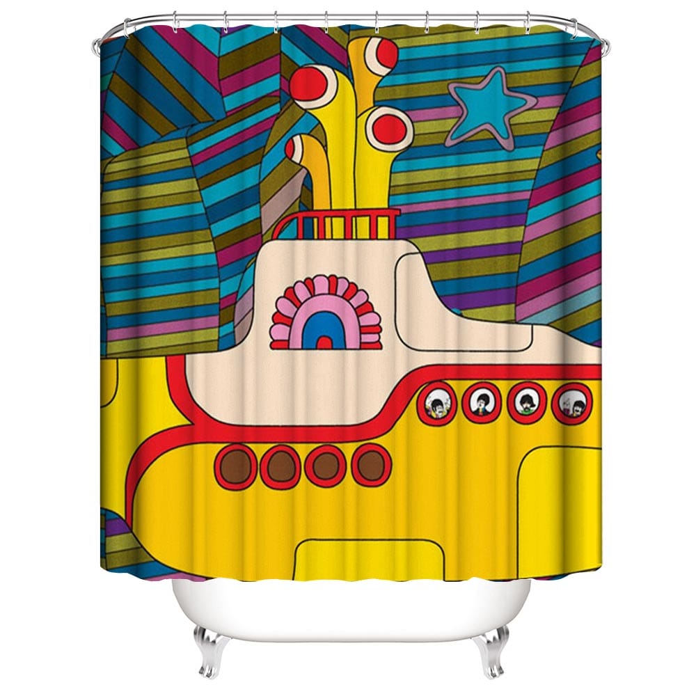 Yellow Submarine Shower Curtain, The Beatles Album Bathroom Curtain