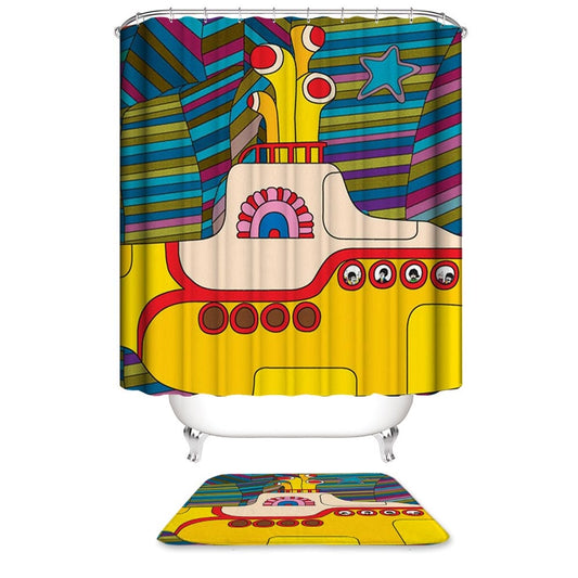 Yellow Submarine Shower Curtain, The Beatles Album Bathroom Curtain