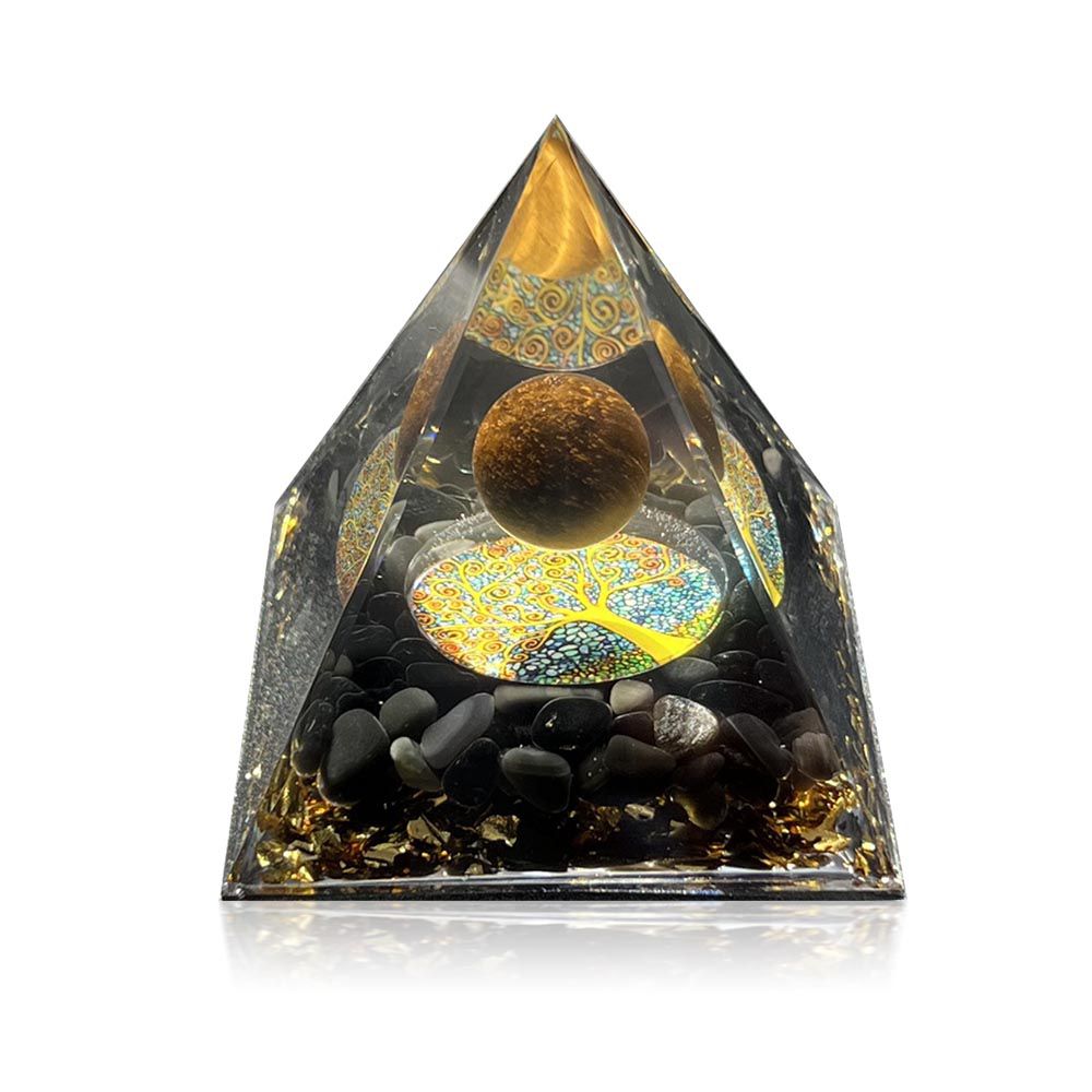 Tiger Eye Ball Tree of Life Orgone Pyramid